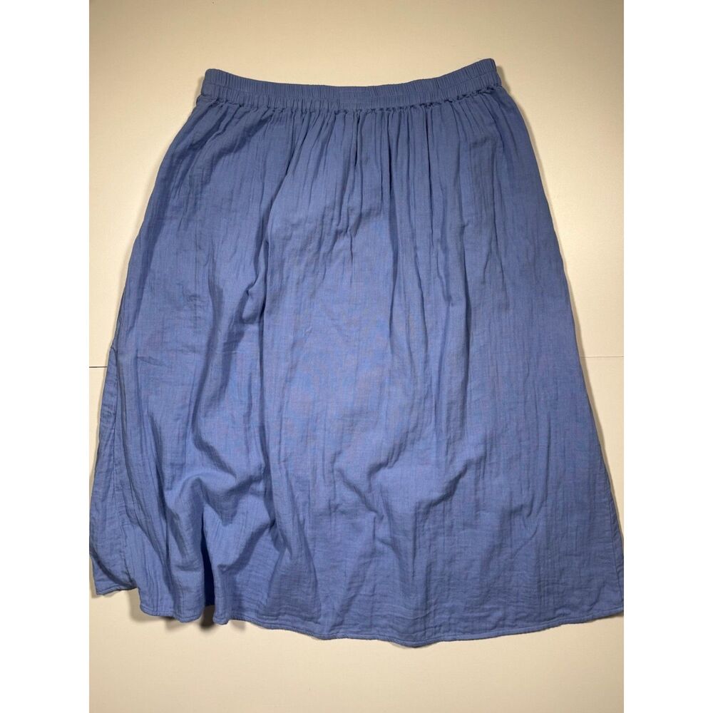 Pact Organic Cotton Gauze Tulip Midi Skirt Blue Womens XL Wrap Pockets - Picture 5 of 10